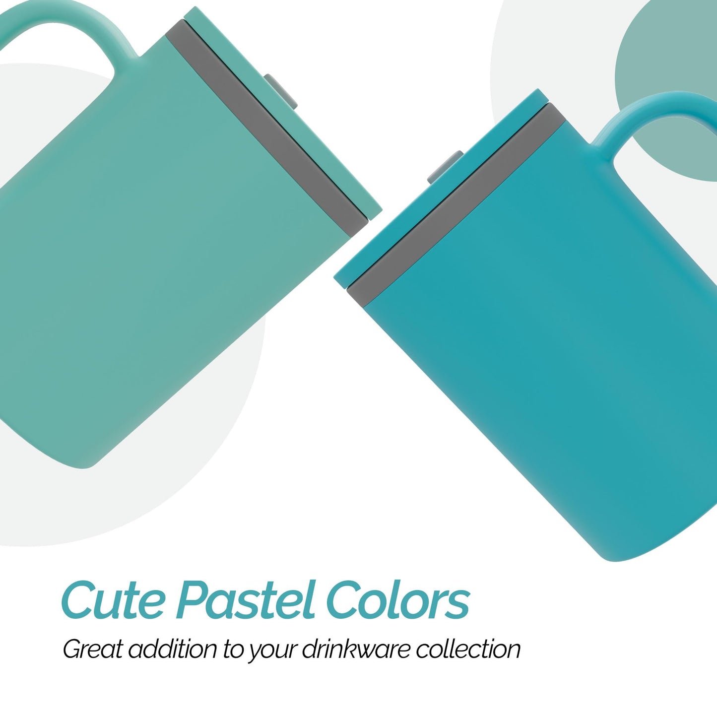 Copco Iconic 16oz Double Wall Insulated Desk Mug with Lid and Handle, Set of 2, BPA-Free Reusable Plastic, Spill-Proof, Microwave & Dishwasher Safe, Wide Mouth, Cup Holder Friendly (Aqua/Mint)