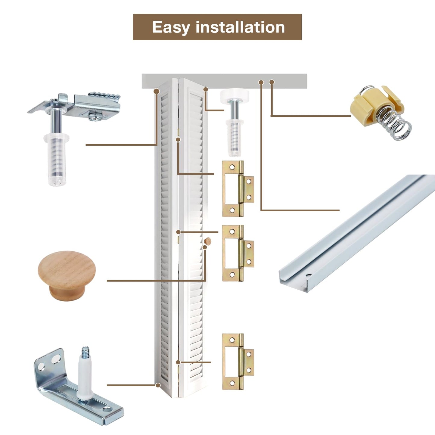 Bifold Door Hardware Kit, 24-Inch Bi-fold Closet Door Track Kit Bifold Closet Door Hardware Kit Folding Door Hardware Repair Replacement Tool Kit