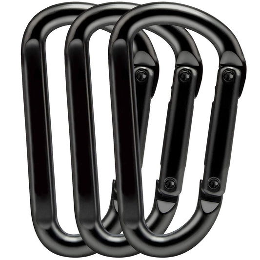 EZYA Carabiner Clip, 860lbs, 3" Heavy Duty Carabiner, D Ring Hooks - Keychains, Camping, Hiking Accessories, Caribiniers for Dog Leash, Hammocks, Yoga Swing, Gym etc, Black