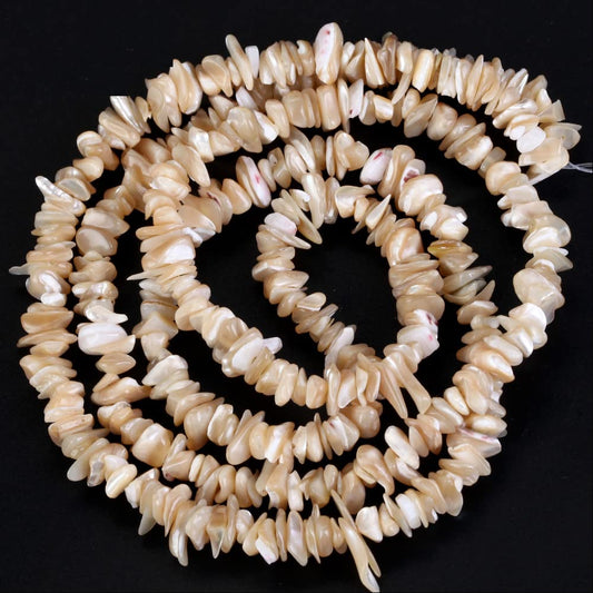 HAAMIIQII 5-8mm Natural Brown Mother of Pearl Shell Chips Irregular Chip Stone Loose Gemstone Beads Energy Healing Beads for Jewelry Making Strand 30 Inch