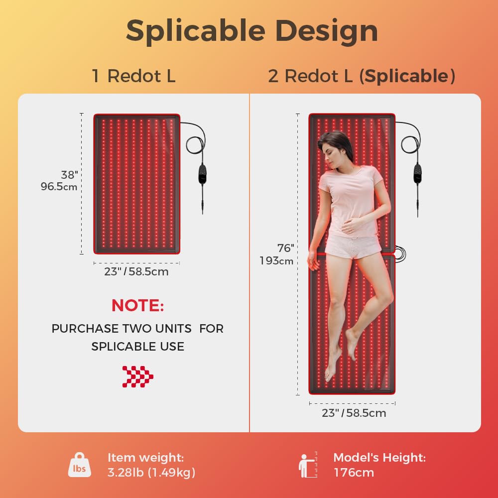 BestQool Red Light Therapy Mat, Infrared Red Light Therapy 38" x 23" Large Pads, 400 LEDs Dual Chip 660nm & 850nm Red Light Therapy for Body, Full Body Infrared Light Therapy Mat. 63W