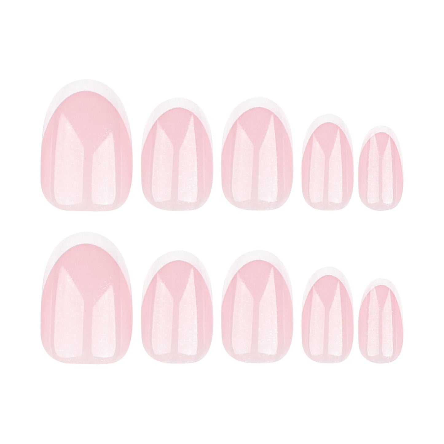 White French Tip Press on Nails - Short Almond Fake Nails - Glitter Glossy Full Cover Stick on False Nails for Women - 24 Pcs