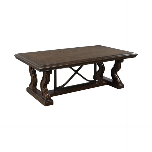 Signature Design by Ashley Maylee Classic Coffee Table with Trestle Base, Dark Brown