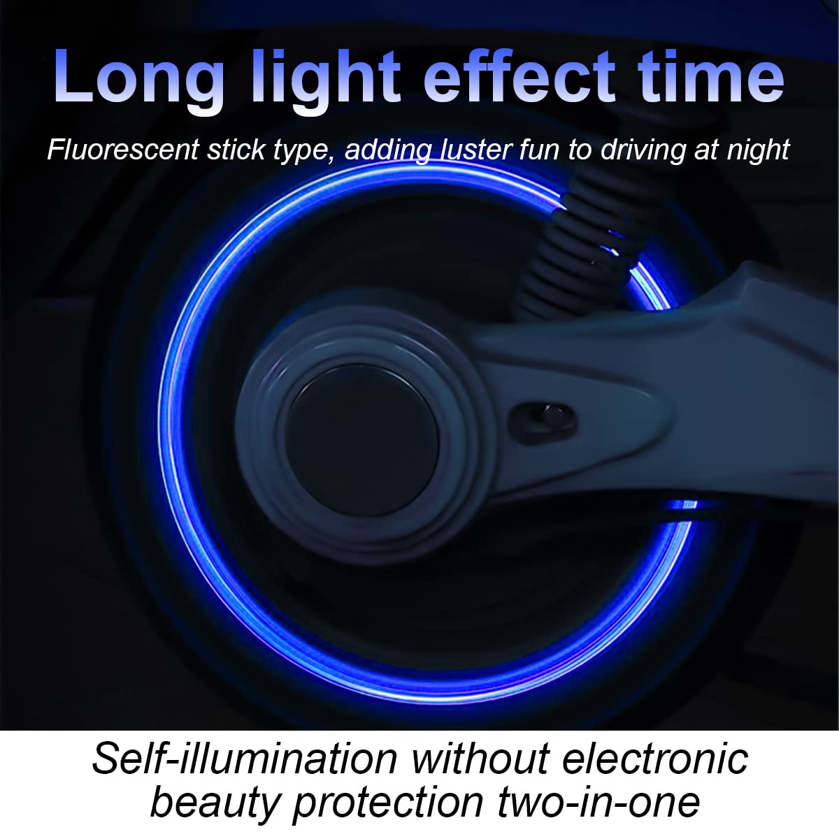 Luminous Tire Valve Stem Caps for Car, 12PCS Fluorescent Glow in The Dark Air Caps Cover, Illuminated Corrosion Resistant Tire Pressure Caps, Universal for Car, Truck, SUV, Motorcycles, Bike (Blue)