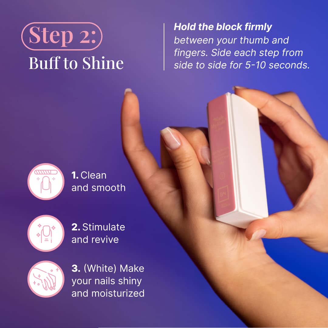 Beauty Nuggets Made My Nails Buffer, Ultimate Shine 3 Way Nail Buffing Block with Professional Nail File 120/180 Grit-Perfect All in One Manicure Tool for Smooth, Shiny, Twinkling Nails (Pack of 2)