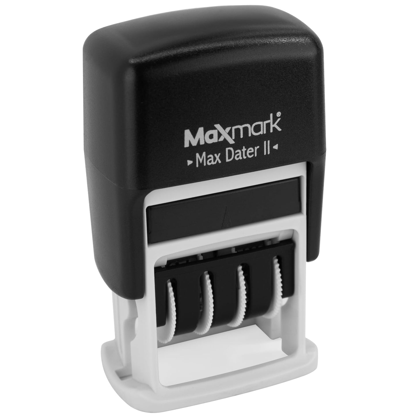 MaxMark Self-Inking Rubber Date Office Stamp with DEPOSITED Phrase & Date - Black Ink (Max Dater II), 12-Year Band