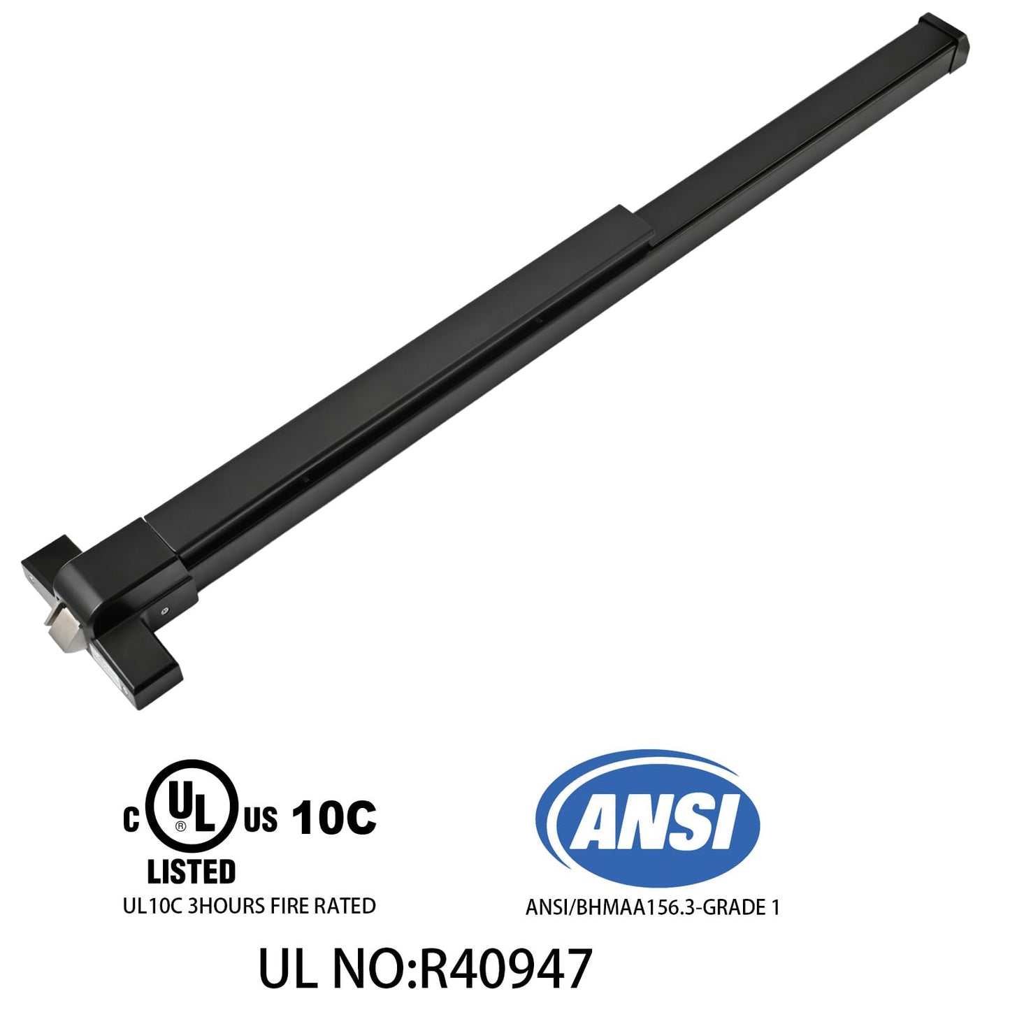 NCLTHS Commercial Push Bar Panic Exit Device with Lever Handle, 304 Stainless Steel, UL10C & ANSI Grade 1 Certified, Emergency Door Hardware (1710P- Push Bar Panic Exit Device+Lever Handle)