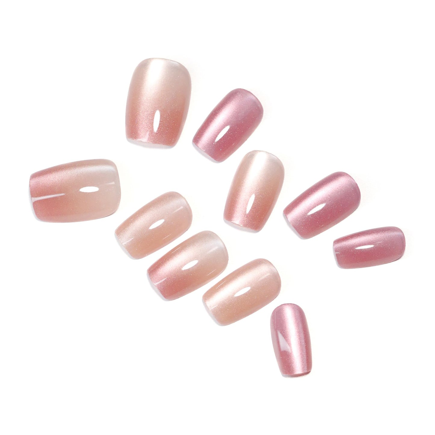 ORZOLATENT Nude Pink Glossy Press On Nails Short Square - 10PCS Fake Nails with Nail Kit, Reusable Stick On Nails with Glue Tabs for Women Girls, Natural Look Artificial Nails for Daily Wear