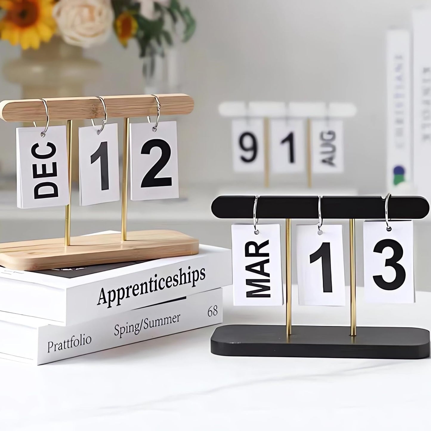 SUPTEC Perpetual Daily Flip Calendar for Desk 2026 Reusable Office Desktop Decor Home Accessories Photography Props (White)