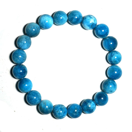 10MM Blue Apatite Bracelet for Unisex | Natural Third Eye & Throat Chakra Crystal Stone for Future, Feng Shui, Meditation, Divination, Amulets | Anxiety Stress Relief | Emotional Control