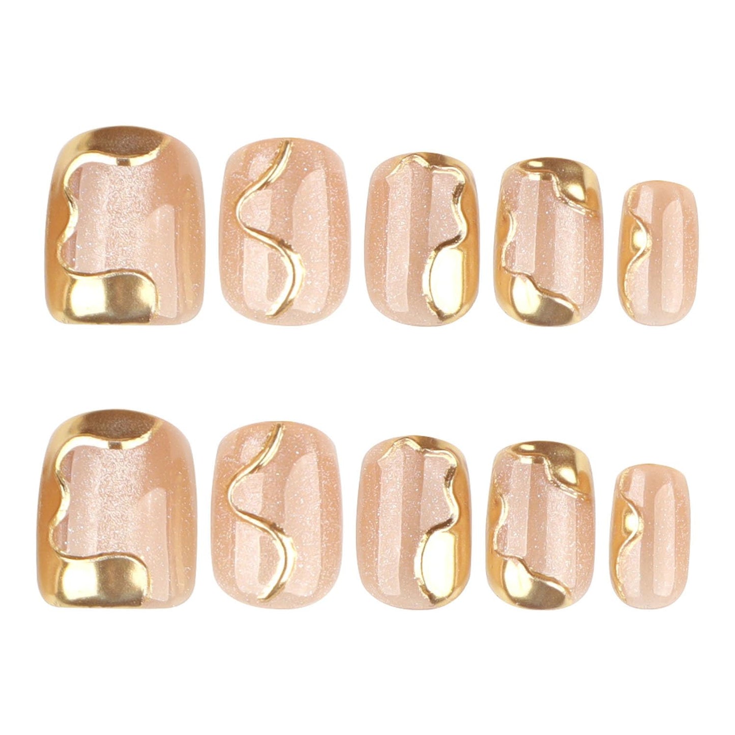 FIEONCIY Press on Nails Square Short Length Glossy Full Cover Acrylic Short Square Shaped False Nails with French Designs Artificial Fake Nails Glue Stick ons Fingernails for Women Girls(W2444)