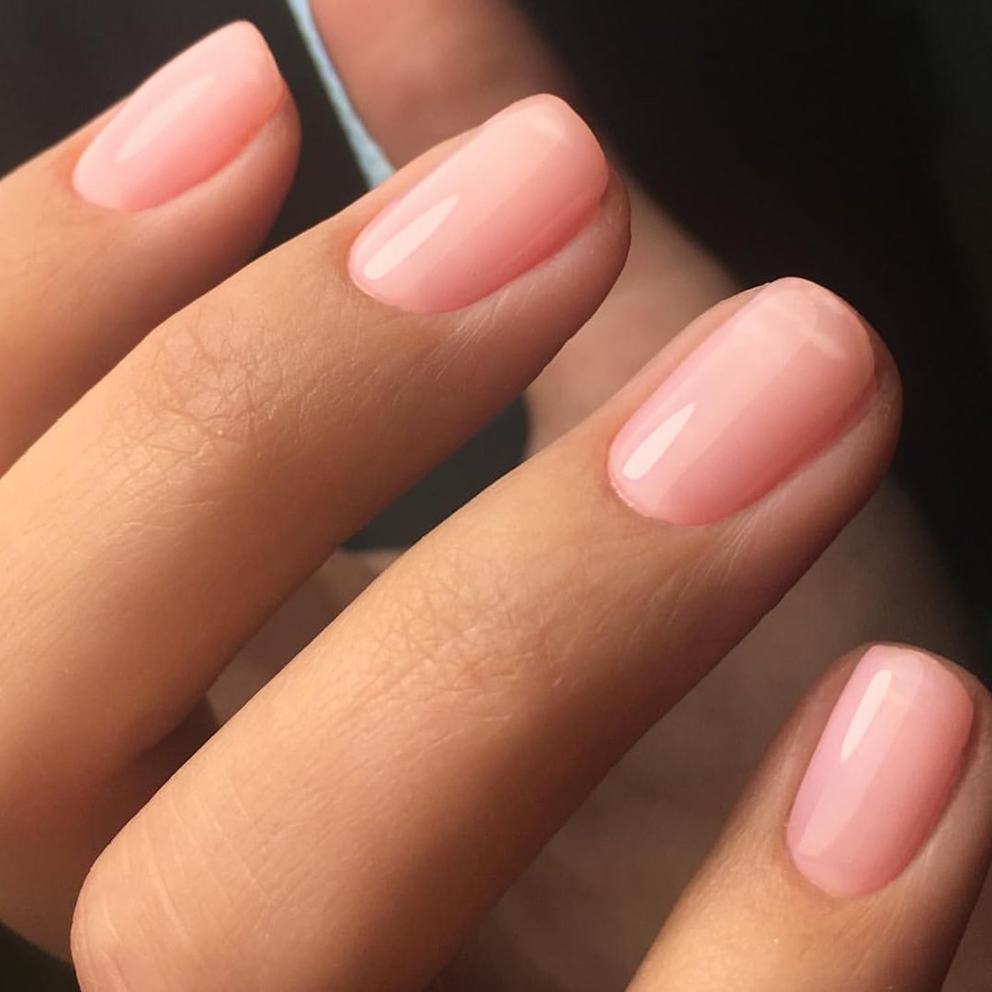 GLAMERMAID Nude Pink Press On Nails Short Almond, Handmade Jelly Soft Gel Nails Round Oval Fake Nails, Jelly Soft Gel Fake Nails Round Squoval, Extra Short Square Natural Nude Pink False Nails Tips