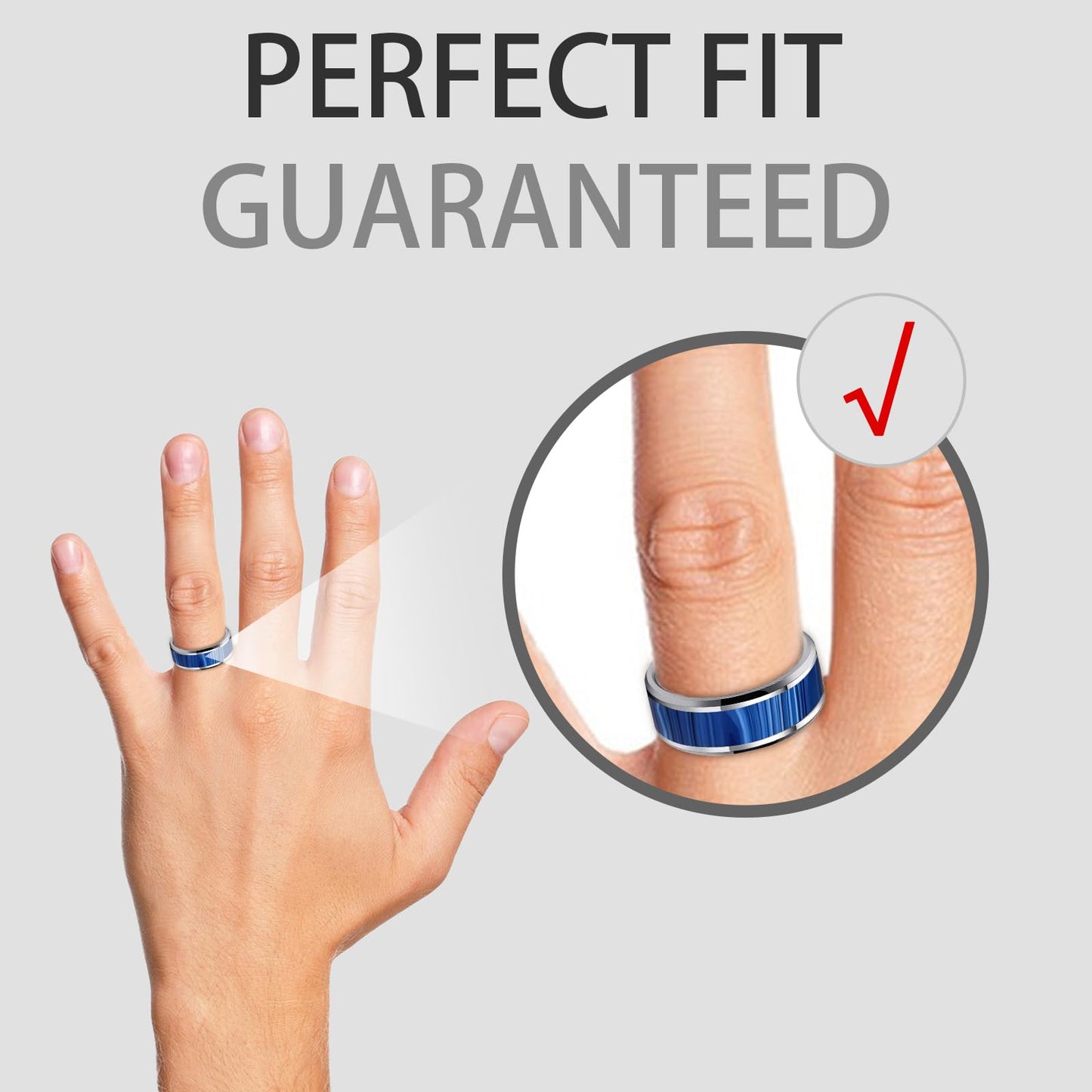 HJIMMNHONG New Carbon Fiber Fashion Rings Double Beveled Edge Delicate Polished Simple Stainless Steel Mens and Women Rings,8mm,Size Available (Peacock Blue, 7)