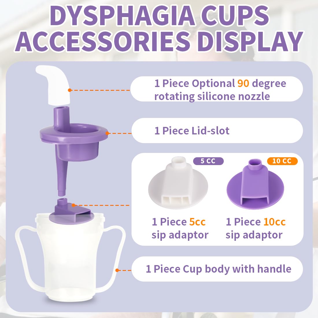 EZSLINGGLIDE Dysphagia Regulating Drinking Cup – Spill-Proof Adaptive Cup for Adults with Swallowing Difficulties, Elderly, Parkinson’s & Dementia Patients (Purple-Pack of 1 Count)