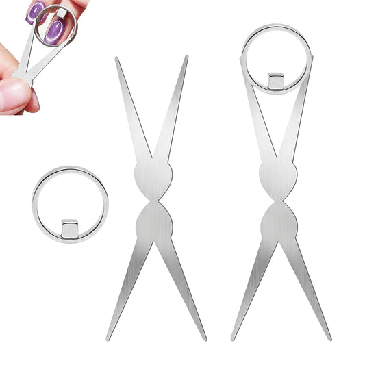 2Pack Ring Cat Eye Magnet for Nails – Strong 2-in-1 Set with Stabilizer Tool, Y-Shaped & Hollow Ring Magnet for Halo, French, Wide Beam Effects, Portable Magnetic Nail Art Tool for Beginners & Pros