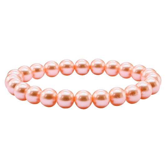 Amazing Gemstone Crystal Bracelet for Women Men's Gifts - Protection Healing Crystal Bracelet - 8mm Gemstone Beaded Stretchable Bracelet Pulseras Para Hombres Mujer Stocking Stuffers Mothers Day Gift (Peach Pearl)