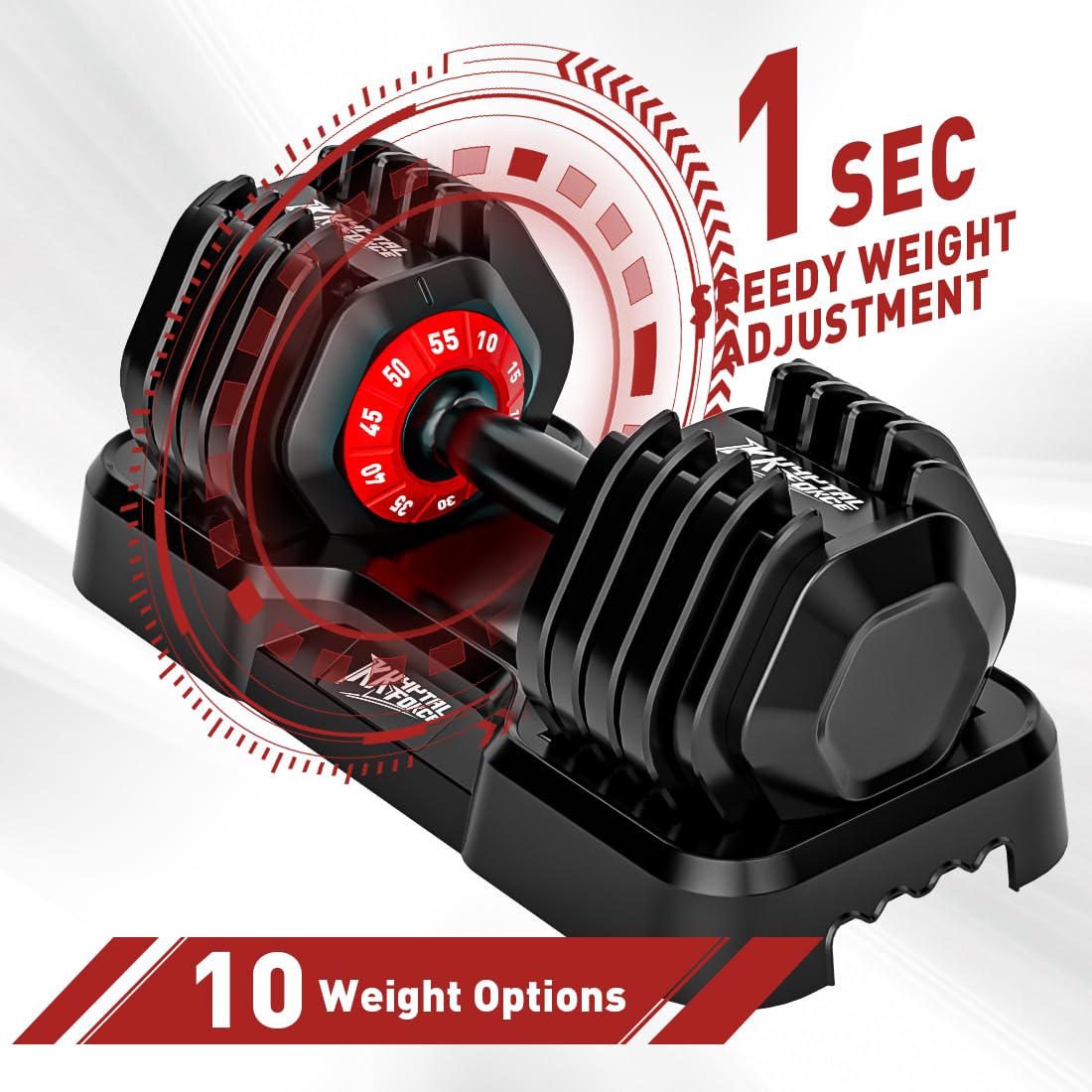 55Lb Pair Adjustable Dumbbells Set, 10 in 1 Weights Dumbbells Exercise & Fitness Fast Adjust Weight for Full Body Workout Fitness