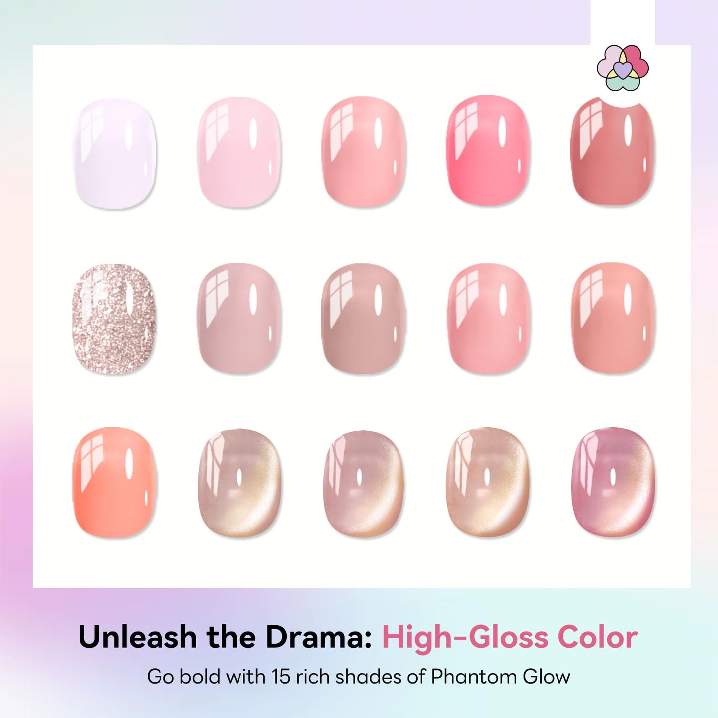 SAVILAND All-in-1 Poly Extension Gel Nail Kit: 15 Colors Poly Gel Nail Kit for 28 Days Long-Lasting, Pink Peach Cat Eye with Slip Solution U V Light for Quick Nail Extensions Home Salon Daily Art DIY