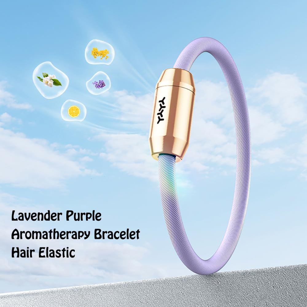 YOLAXGA Essential Oil Diffuser Bracelet & Hair Tie - Portable Brass Aromatherapy Locket for Relaxation & Anxiety Relief - Wellness Gift for Men & Women (Includes 10 Refill Sticks)-Yellow