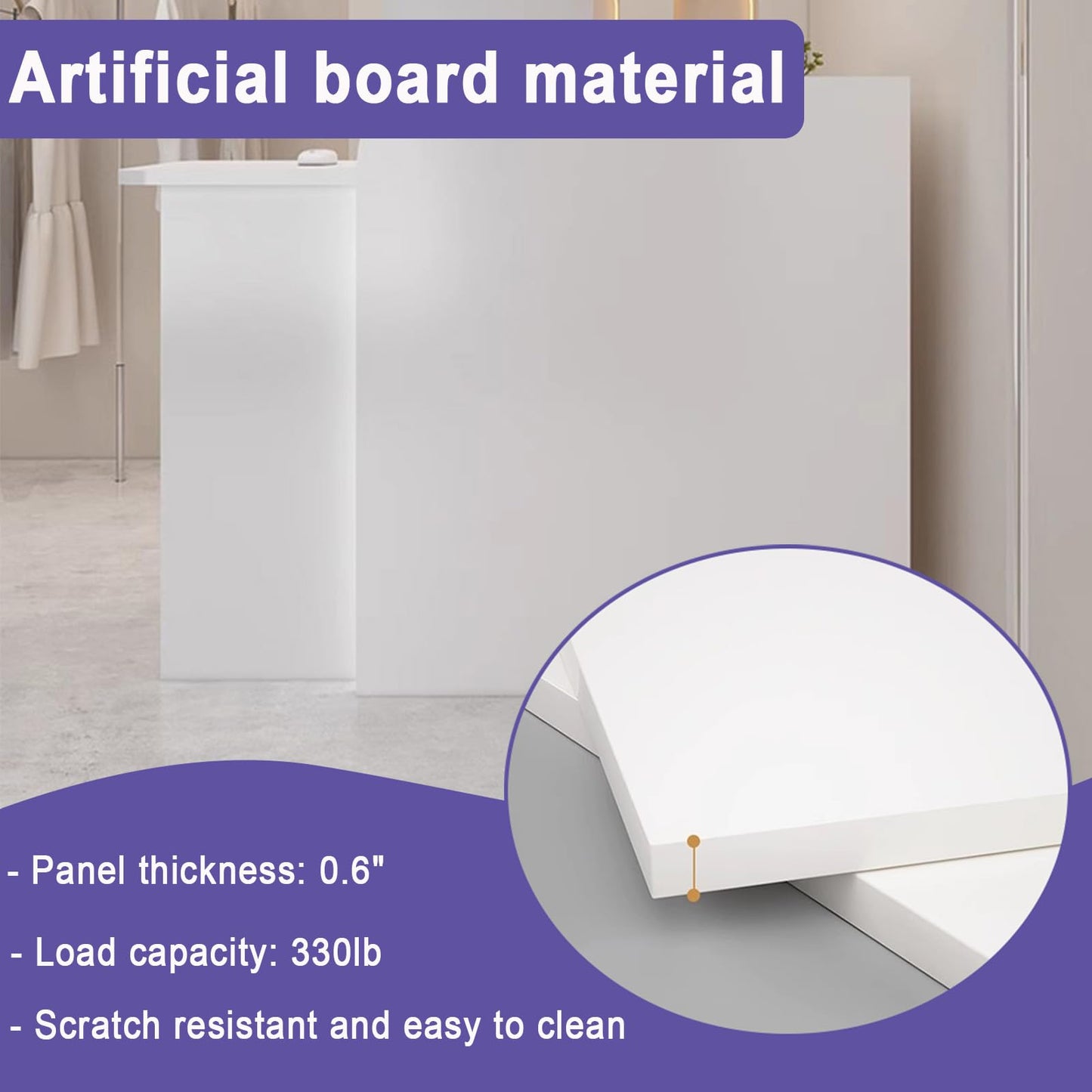 BFECGDXT Small Reception Desk for Salon, Modern Front Desk Reception Counter L-Shaped with Lockable Drawer, for Clothing Beauty, Left Corner 39.4in