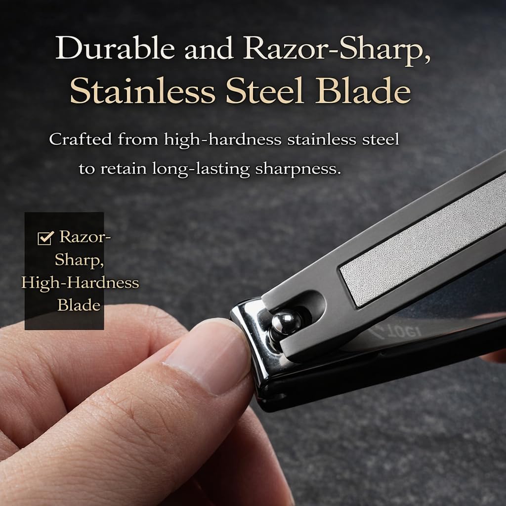 TOGI - Ultra Sharp Nail Clippers, Stainless Steel Nail Clippers for Women/Men, Fingernails & Toenail Cutter with Curved Blades, Built-in Catcher & File, 1 Champagne Gold Grooming Must-Have