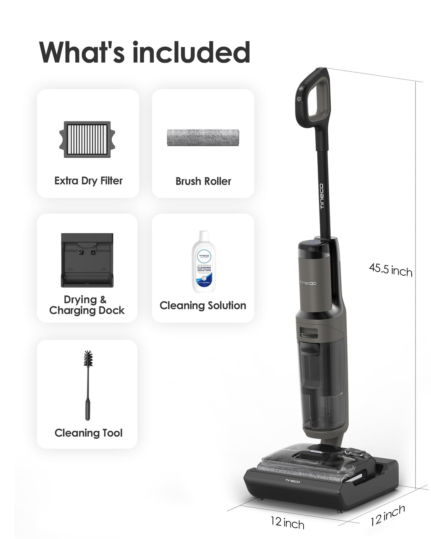 Tineco Floor ONE i6 Stretch Wet Dry Vacuum Cleaner, Vacuum & Mop All in One, 20kpa Powerful Suction, Up to 40 Minutes Runtime, 180° Lay-Flat, Anti-Tangle Design, Full-Path Self-Cleaning&185℉ Flashdry