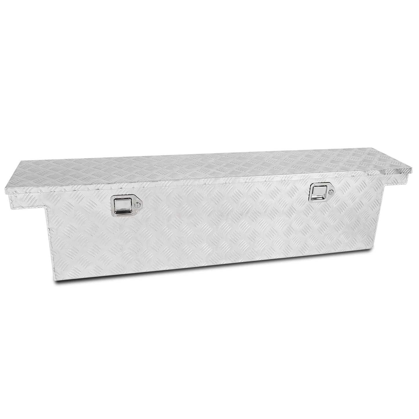 Eivojor 60" Heavy Duty Aluminum Stripes Plated Tool Box Pick Up Truck Bed RV Trailer Toolbox Storage Organizer with Locks and Keys,60"x 12"x 14"-Silver