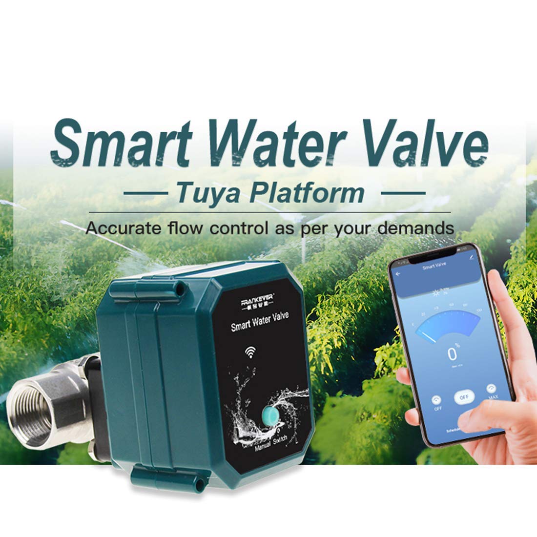FRANKEVER DN20 Smart Water Valve 3/4 inch WiFi Remote Control Faucet Timer for Hose Compatible with Alexa Google Home (WiFi (3/4"))