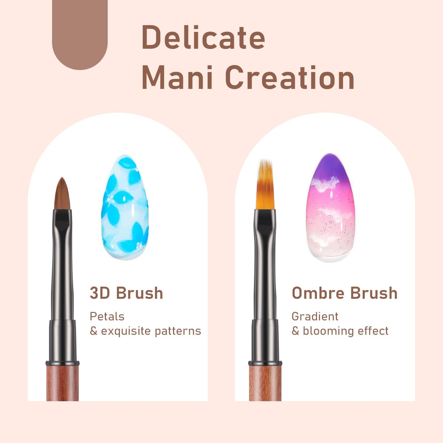 RIYUEXING Nail Art Bushes Set - Professional 5Pcs Double-Ended Nail Brush for Art, Long Lines, Ombre & 3D Design Nail Brush Pen for Gel Polish Manicure DIY Home Salon
