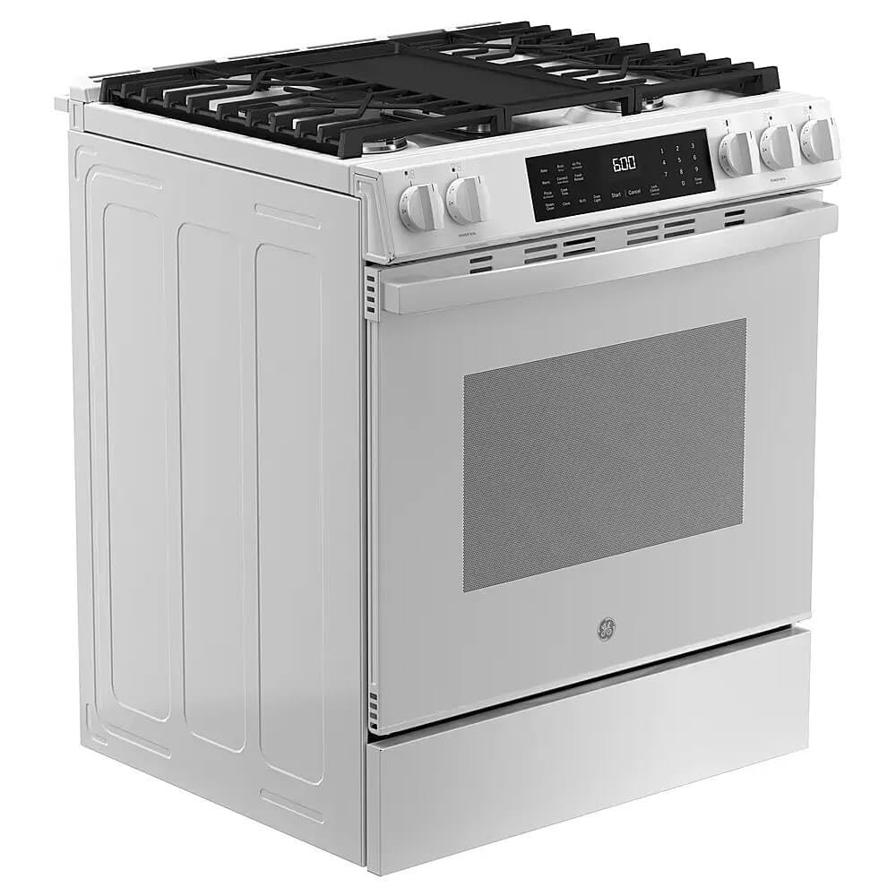 GE GGS600AVWW 5.3 Cu. Ft. White Slide-In Gas Convection Range