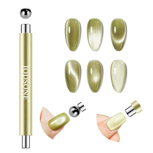JODSONE 3-in-1 Cat Eye Magnet Nail Art Tool,Cylindrical & Ball Magnet Nail Art Pens, Multi-Effect Magnets for Cat Eye Gel Polish DIY at Home Salon(Magnet Only, No Gel Included)