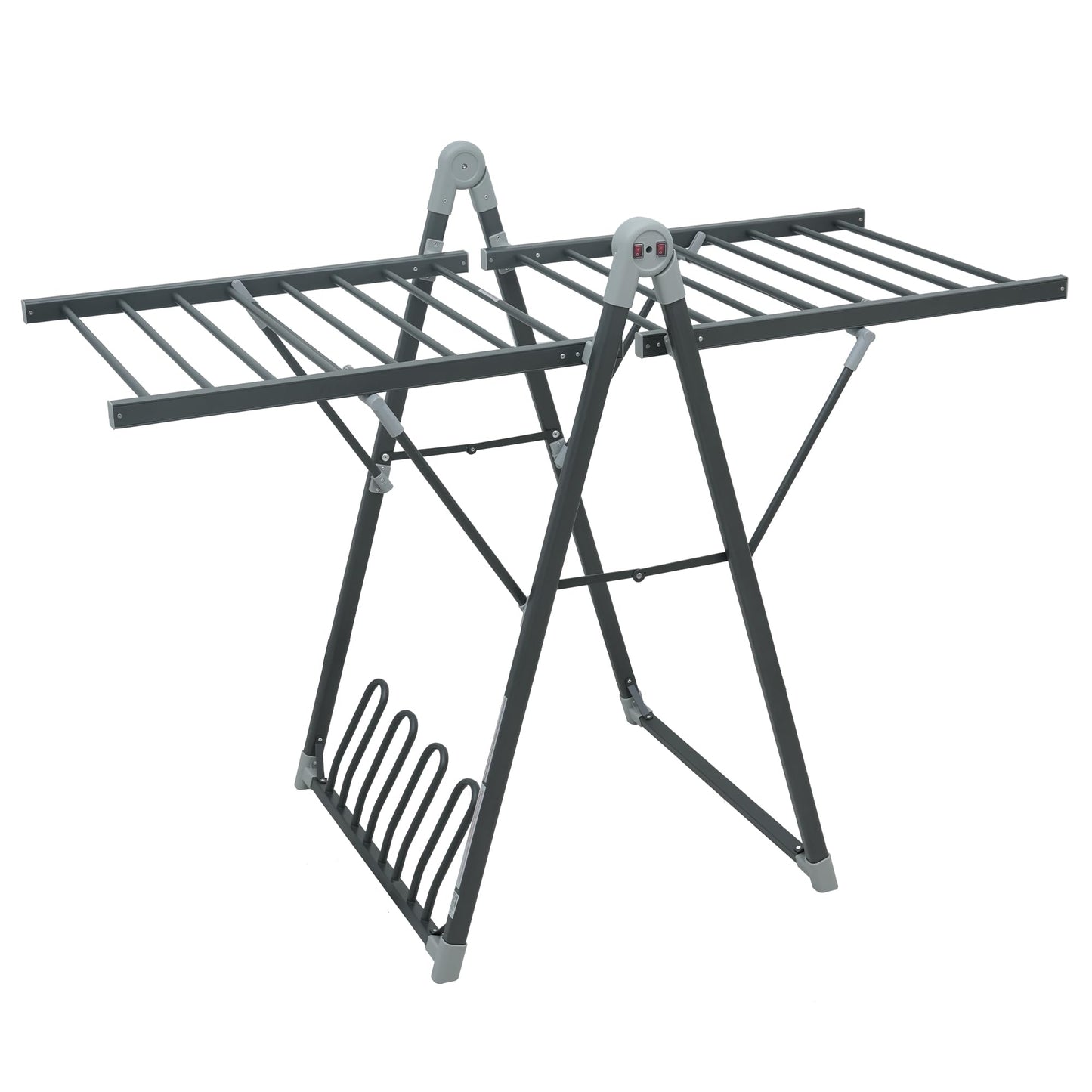 SHARNDY Electric Heating Clothes Drying Rack,Foldable Clothes Drying Rack,Suitable for Drying Clothes, Shoes and Socks.Plug & Play,Space Gray,Aluminum Alloy,One-Click Switch(39.37×52.56×25.98in)