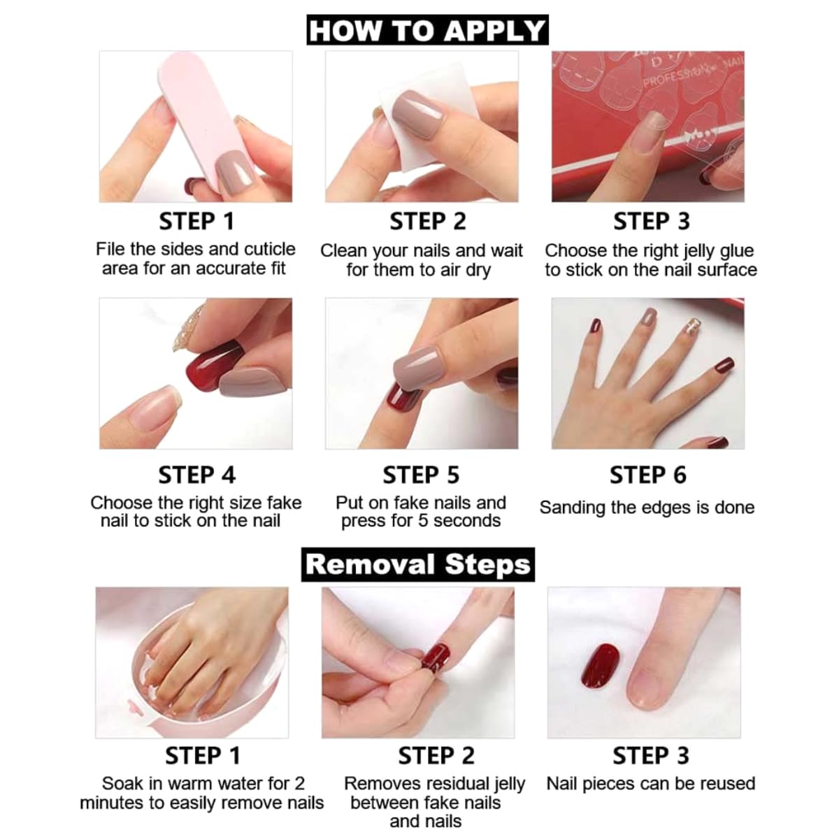 Red Press on Nails Short Square Fake Acrylic Solid Color False Glossy Glue on Stick on Nails for Women and Girls