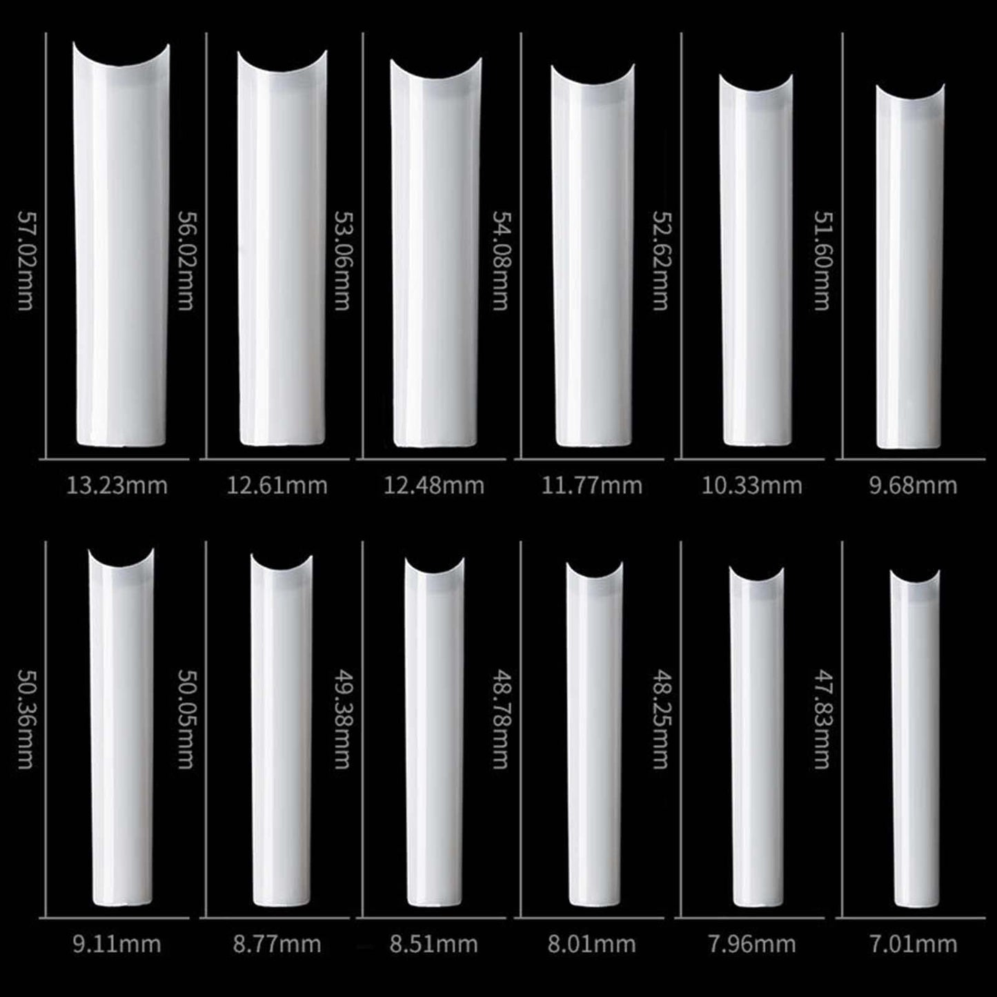 U-Shinein 504PCS XXXL Natural No C Curved Nail Tips, Half Cover Professional Fake Nails 12 Sizes, 3XL Square Straight Shape False Nail Tips, French Fake Nail Tips 2.2 Inch For Salon Home DIY