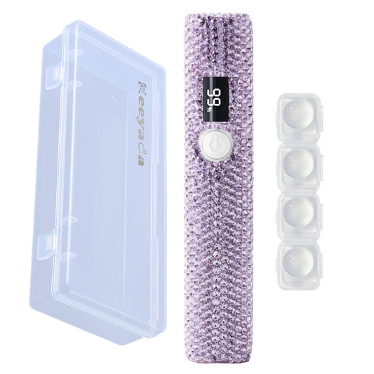 keeyada Handheld UV Nail Lamp with Sparkly Rhinestones, 3W Portable LED Nail Lamp, Wireless Rechargeable USB Nail Dryer with Silicone Stamper, LCD Display, Ideal for Home DIY Manicures (Violet)