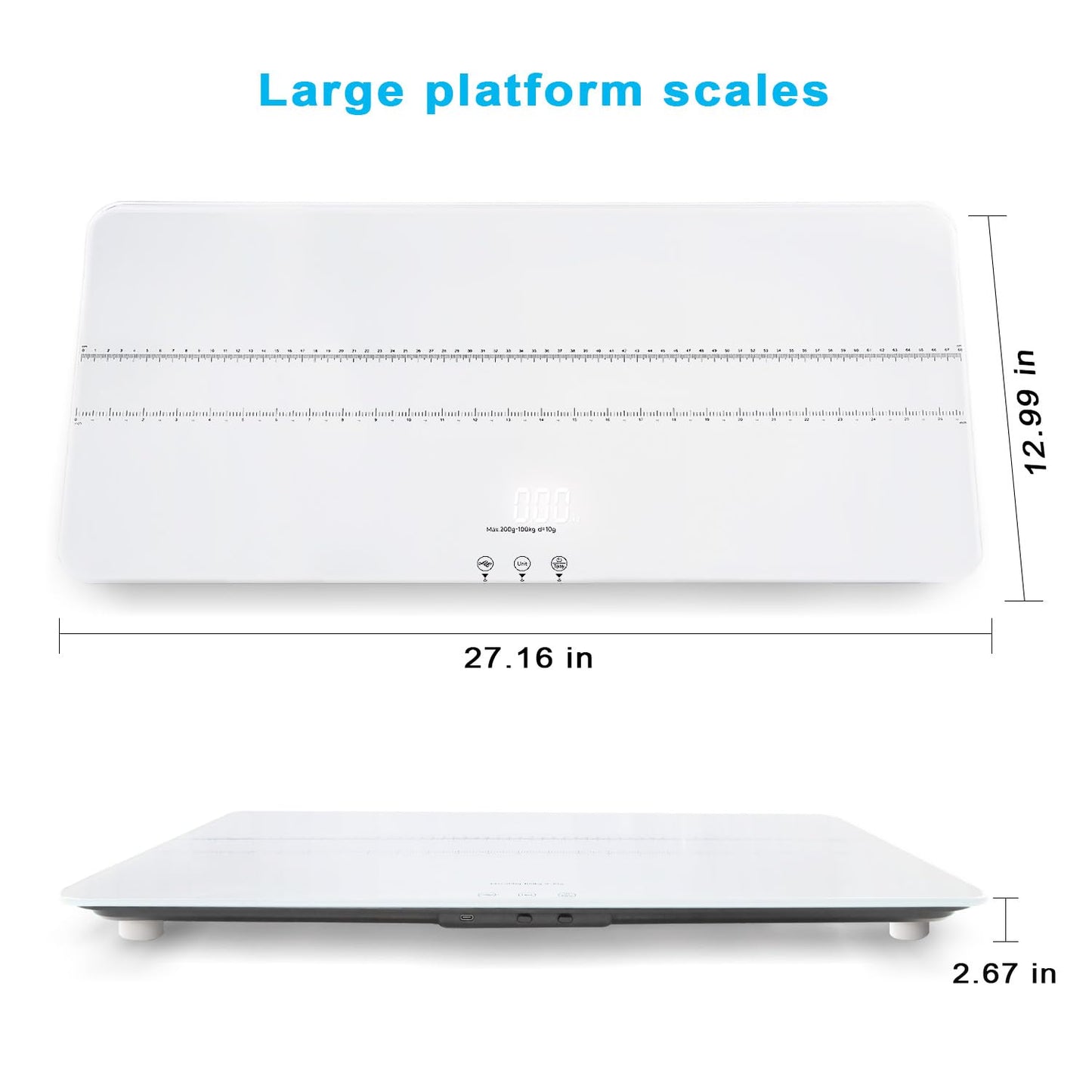UNIWEIGH Digital Pet Scale 220lbs x10g Accuracy,Dog/Cat Animal Scales with 3 Weighing Units/Tare/Hold Function,Baby Scale for Pets,Tempered Glass Material,USB Charging,Large LED Platform Scale,White