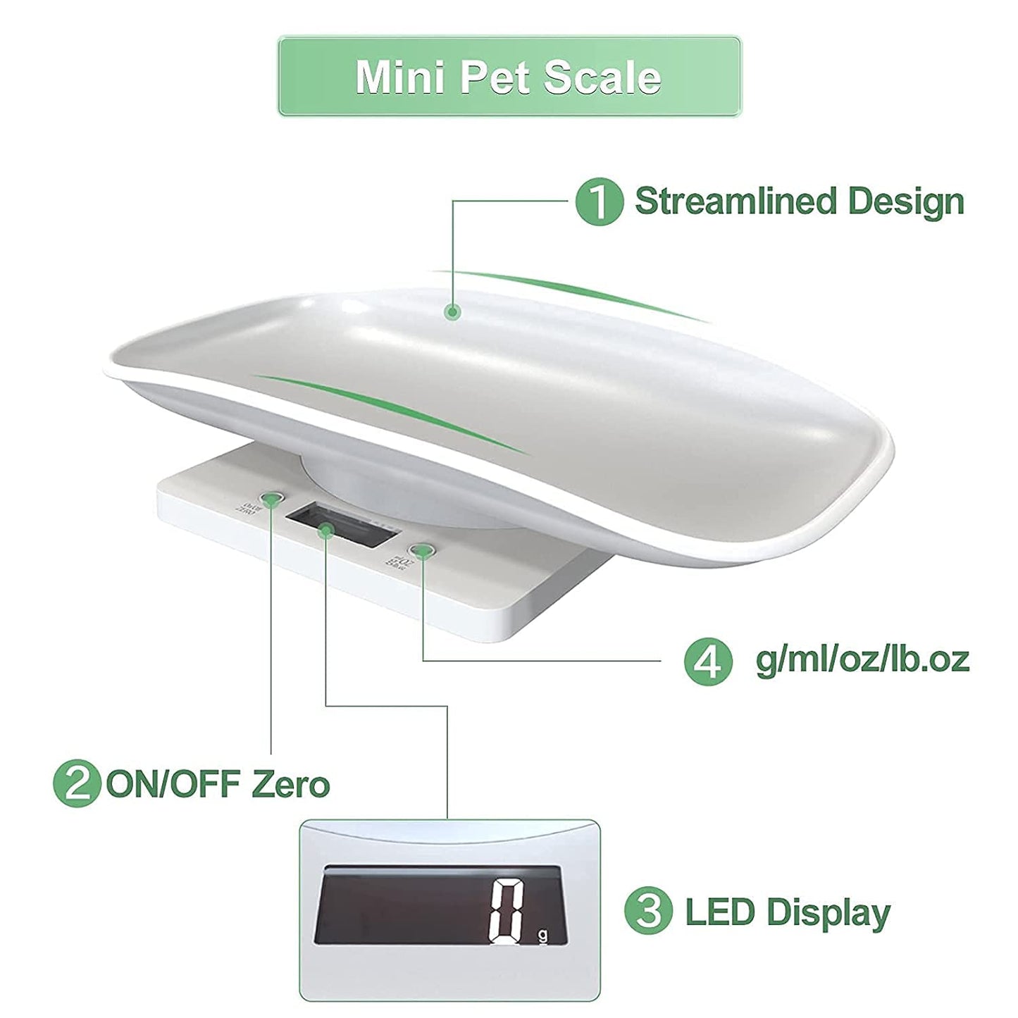 YTCYKJ Digital Pet Scale, Multi-Function LCD Scale Digital Weight with Tape Measure, Digital Small Animals Scales for Weighing,Baby Scales for Small Dogs Cats Crawl Pet,Capacity up to 22 lb