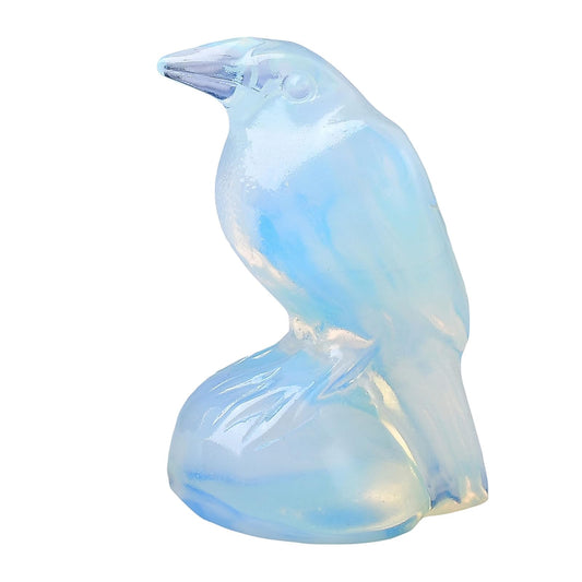 WUYOUSHI Natural Opal Crystal Raven Statue 2" Healing Crystal Handmade Sculpture Lucky Guardian Pocket Statues Reiki Meditation Office Home Decoration Gift