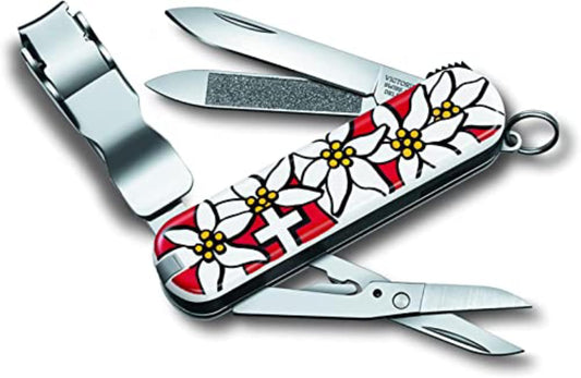 Victorinox Nail Clip 580, 8 Functions, Swiss Made Multi-Tool with Nail File, Nail Cleaner and Small Blade - Edelweiss