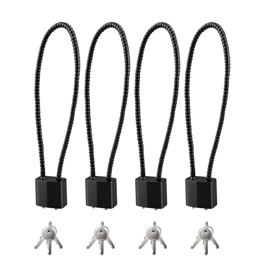 4 Pcs Cable Locks with Keys, Bike Locks, 15 Inch Heavy Duty Keyed Wire Lock Cable with Keys, for Indoor Outdoor Bike Bicycle Helmet Cabinet Fence Gate Lock(Black)