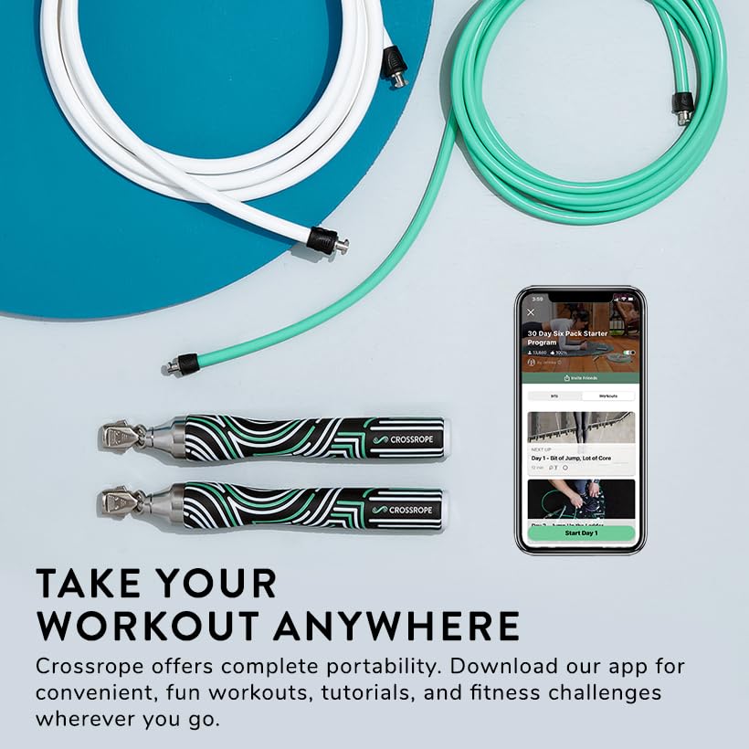 Crossrope Get Lean Set - Weighted Jump Rope- 1/4 LB and 1/2 LB Ropes - Slim Handles - Large