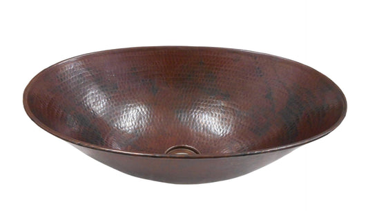 Simply Copper 17" Oval Hand Hammered Vessel Copper Vanity Bathroom Sink