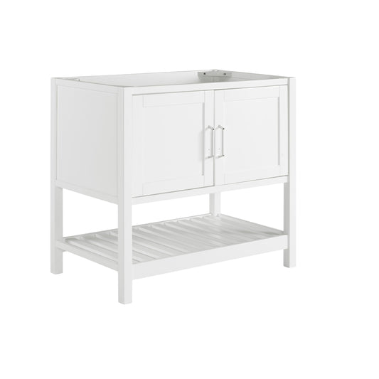 Alaterre Furniture Bennet Bathroom Vanity Without Sink – 36" Freestanding Wood Vanity Cabinet with Soft-Close Shaker Doors, Single Sink Base (White)