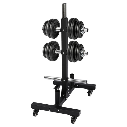 Pyroarle Plate Rack Tree, All Weight Plate Tree Holder & Vertical Barbell Storage Rack with Wheels, Commercial Olympic Weight Plate Tree for Homes, Hotels, Gyms