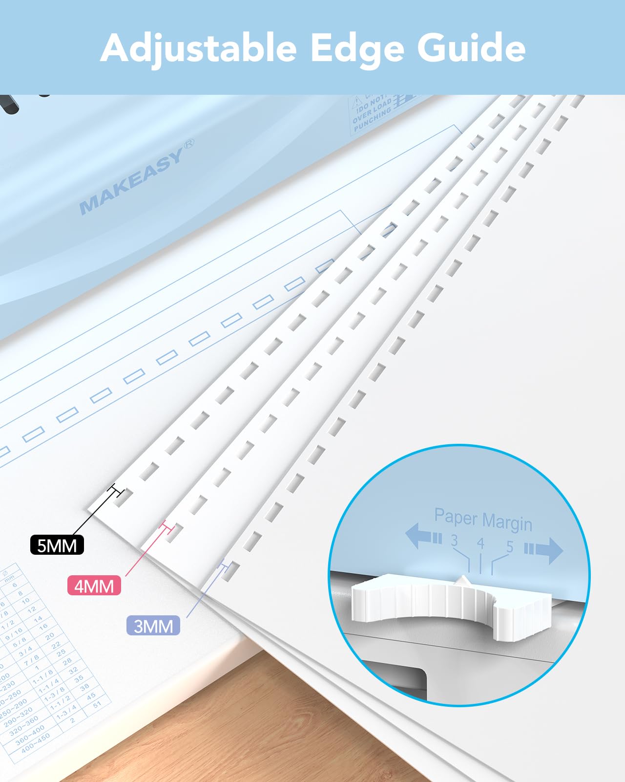 MAKEASY Binding Machine, 21-Hole, 450 Sheets, Comb Binding Machines with 1 Box Comb Bindings Spines, Comb Binder for Letter Size, A4, A5 Paper