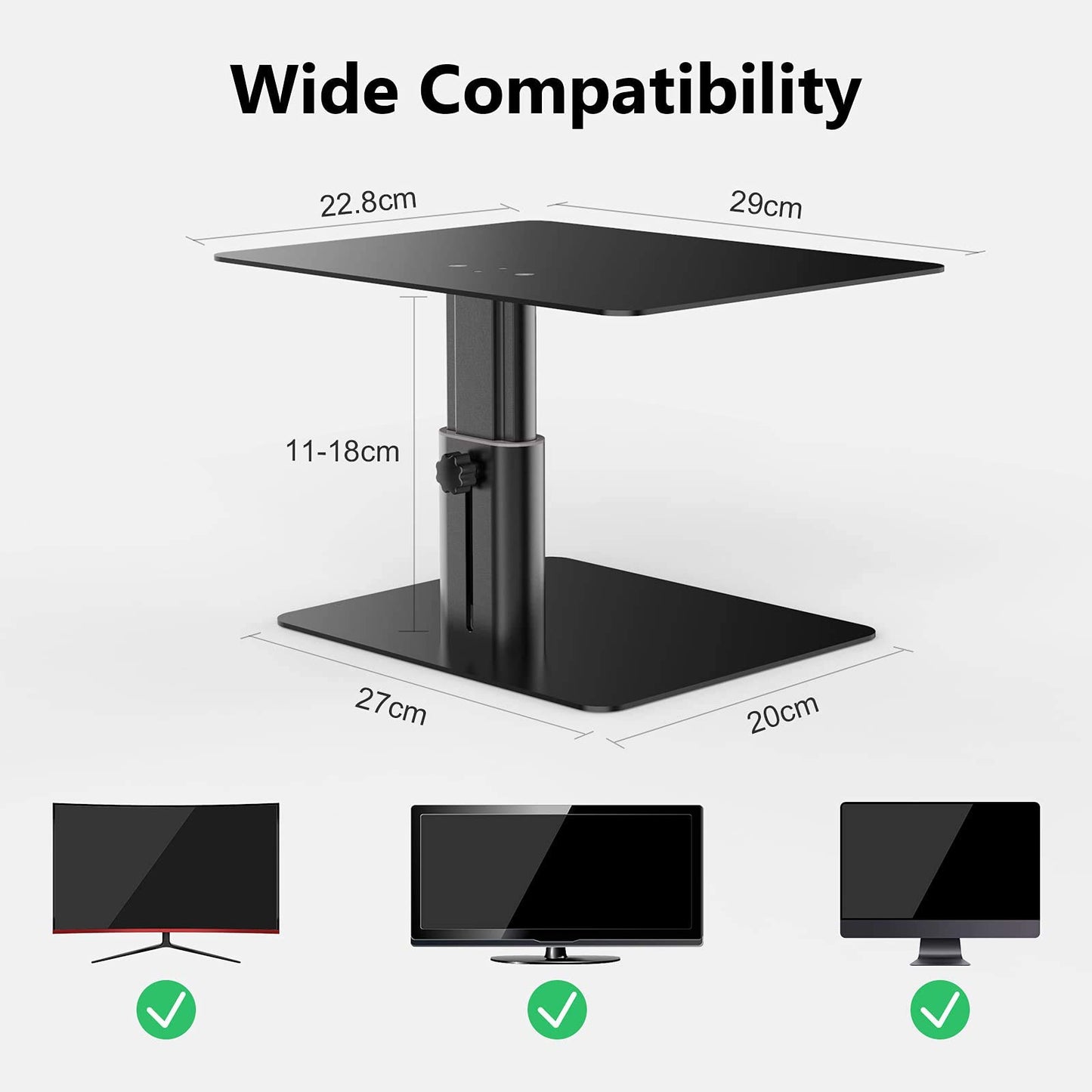 Nillkin Monitor Stand for Desk, Adjustable Height Computer Monitor Stand, Ergonomic Aluminum Computer Stand for Desktop Monitor, iMac, Studio Display XDR, Dell, HP, Lenovo, Other Screen Display, Black