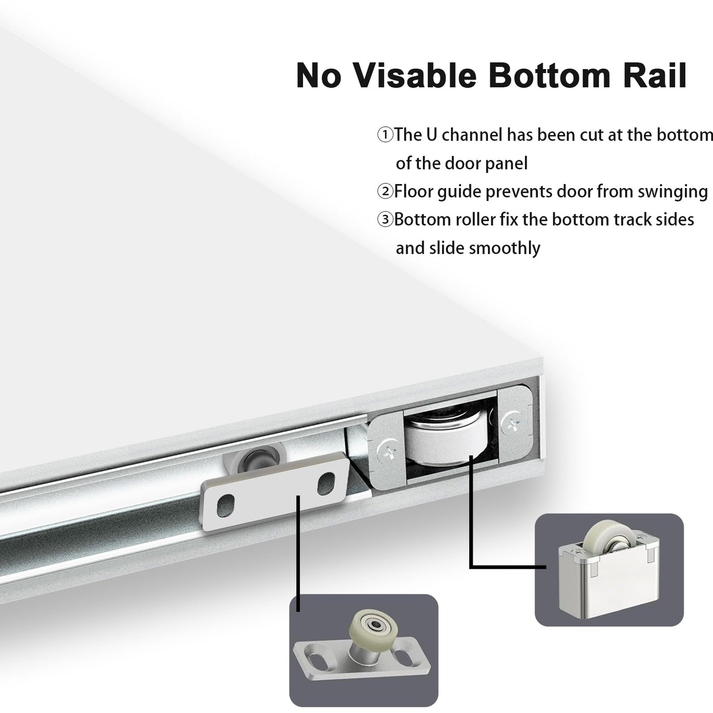BarnSmith 42"x80" Concealed Sliding Barn Door, White Primed Flush Solid Core Sliding Hidden Barn Door with Soft Close Installation Hardware and Double Sided Pulls Included
