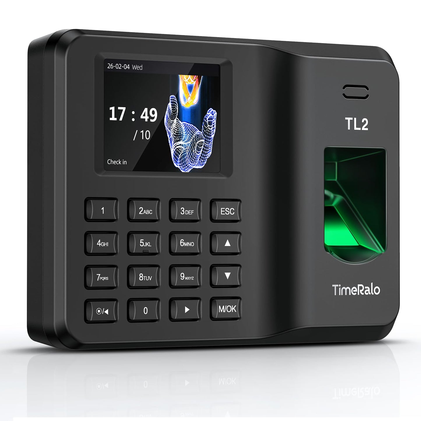 TimeRalo Biometric Time Clock for Employees, Fingerprint & PIN Standalone Punch Machine, Clock in Machine for Small Business with USB Data Transfer, No WiFi/Software/Monthly Fees