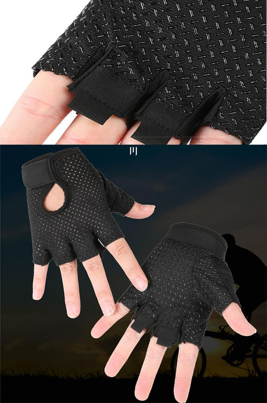 OVOY Breathable Fingerless Workout Gym Gloves for Men Women - Anti-Slip and Durable Exercise Gloves for Weightlifting, Cycling