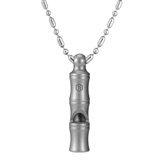 KeyUnity KA55 Titanium Emergency Whistle with Metal Lanyard, 120dB+, One-Piece Outdoor Survival Whistle, Ultra-Light, Rustproof
